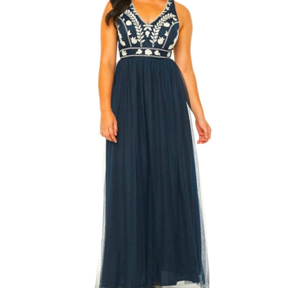 Navy embroidered dress